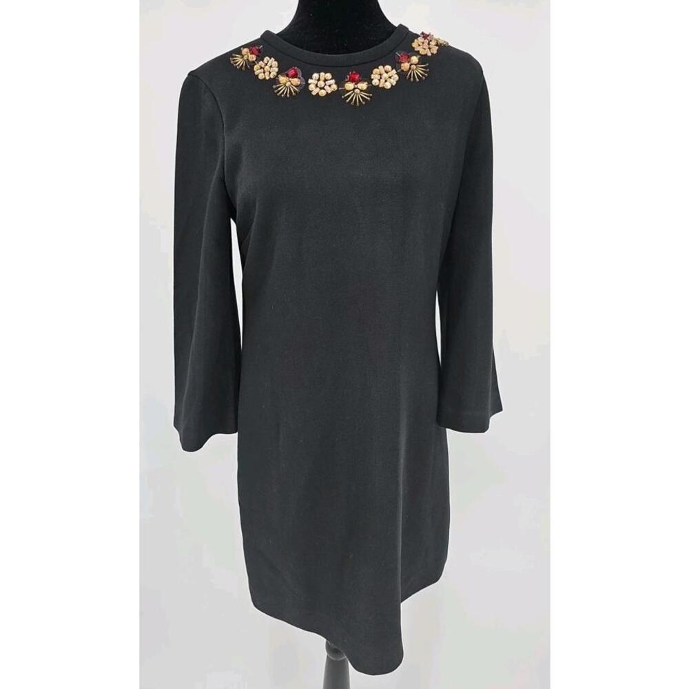 Kate Spade Lucy Jeweled Neckline Knit‎ Shift Dress Black size 6